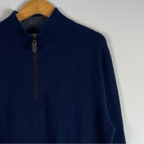 The Cashmere Project Quarter Zip Pullover Sweater Navy Size XL NEW - Picture 5 of 10